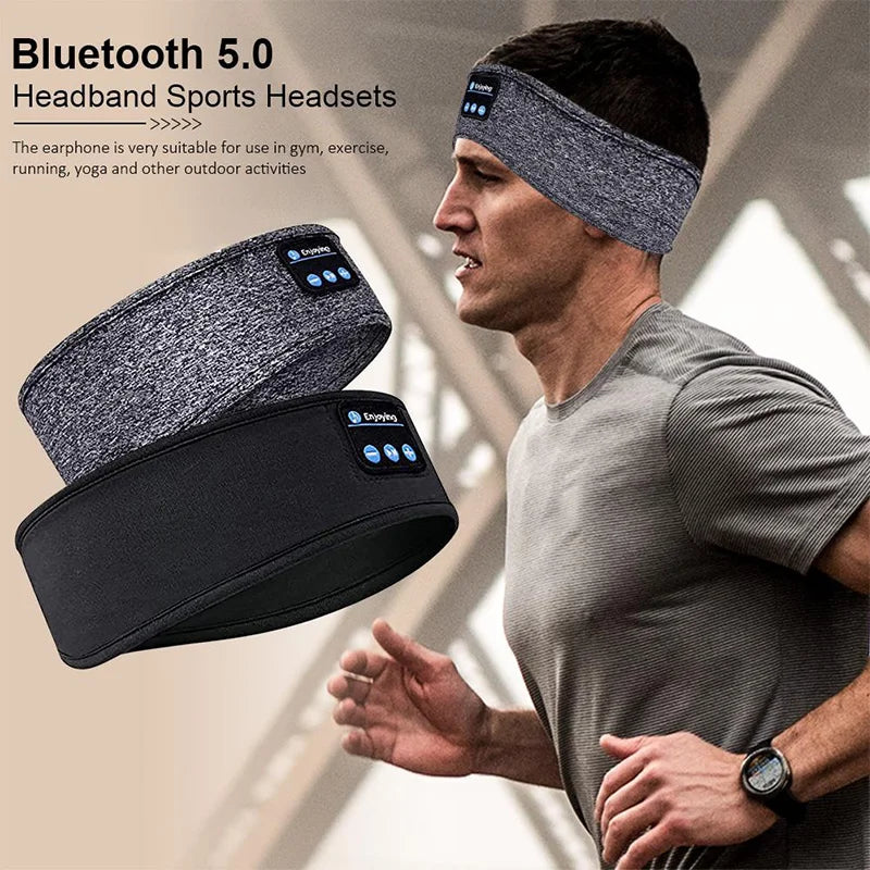 Bluetooth Sports Headband with Earbuds and Eye Mask