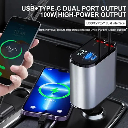 4 IN 1 Retractable Car Charger