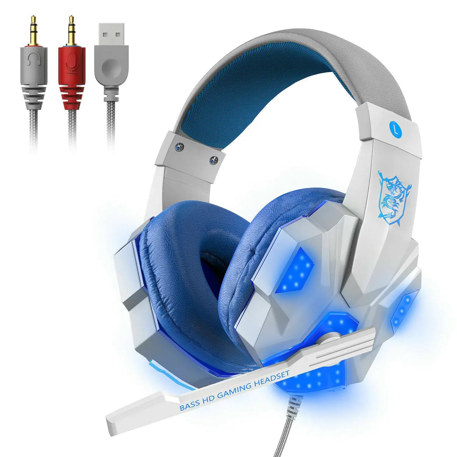 3.5mm Gaming Headset Mic LED Headphones Stereo Bass Surround For PC PS4 Xbox One